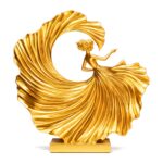 Złota figurka tancerki z żywicy 26,5 cm, nowoczesna dekoracja salonu - zdjęcie główne