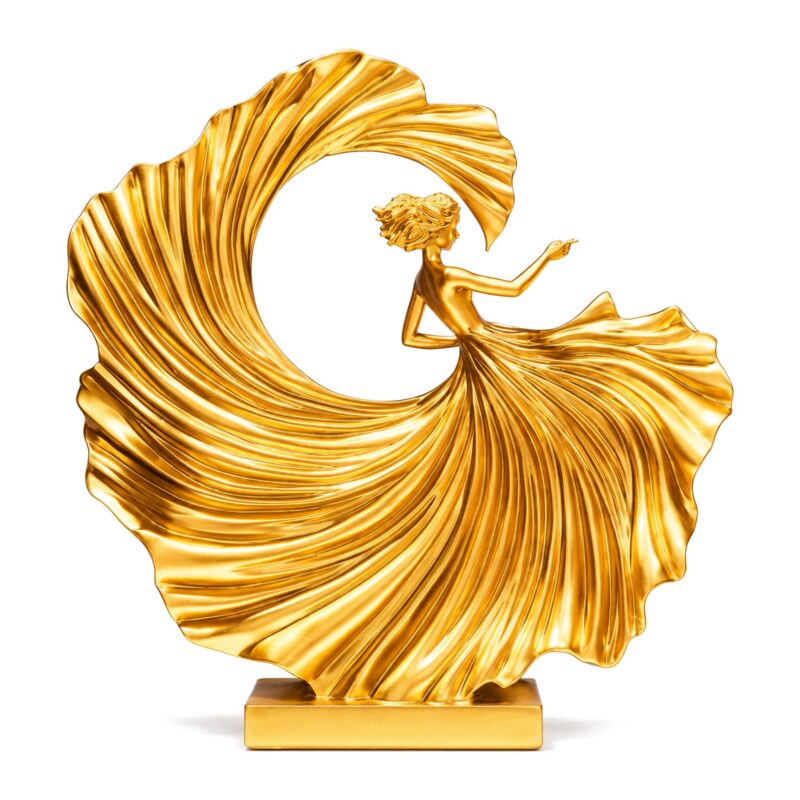 Złota figurka tancerki z żywicy 26,5 cm, nowoczesna dekoracja salonu - zdjęcie główne