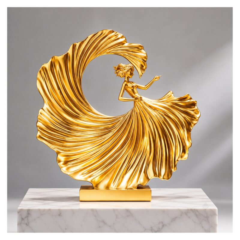 Złota figurka tancerki z żywicy 26,5 cm, nowoczesna dekoracja salonu - wariant wariant